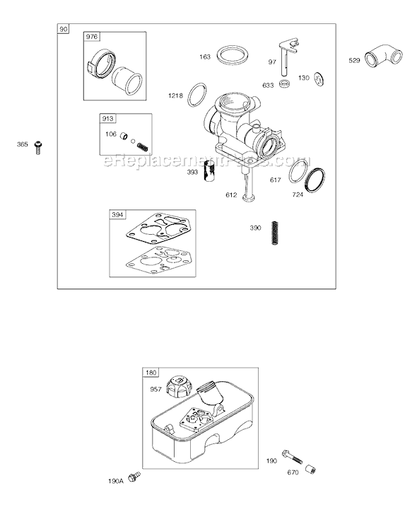 Page C Diagram and Parts List for 9G900SERIES  Briggs and Stratton Engine